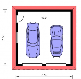 Spiegelverkehrter Entwurf | Grundriss des Erdgeschosses - DVOJGARÁŽ C